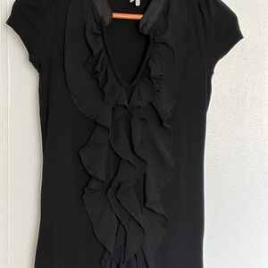 Kische Black Ruffle Front Blouse